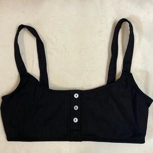 FREE PEOPLE Black Ribbed Swim Top